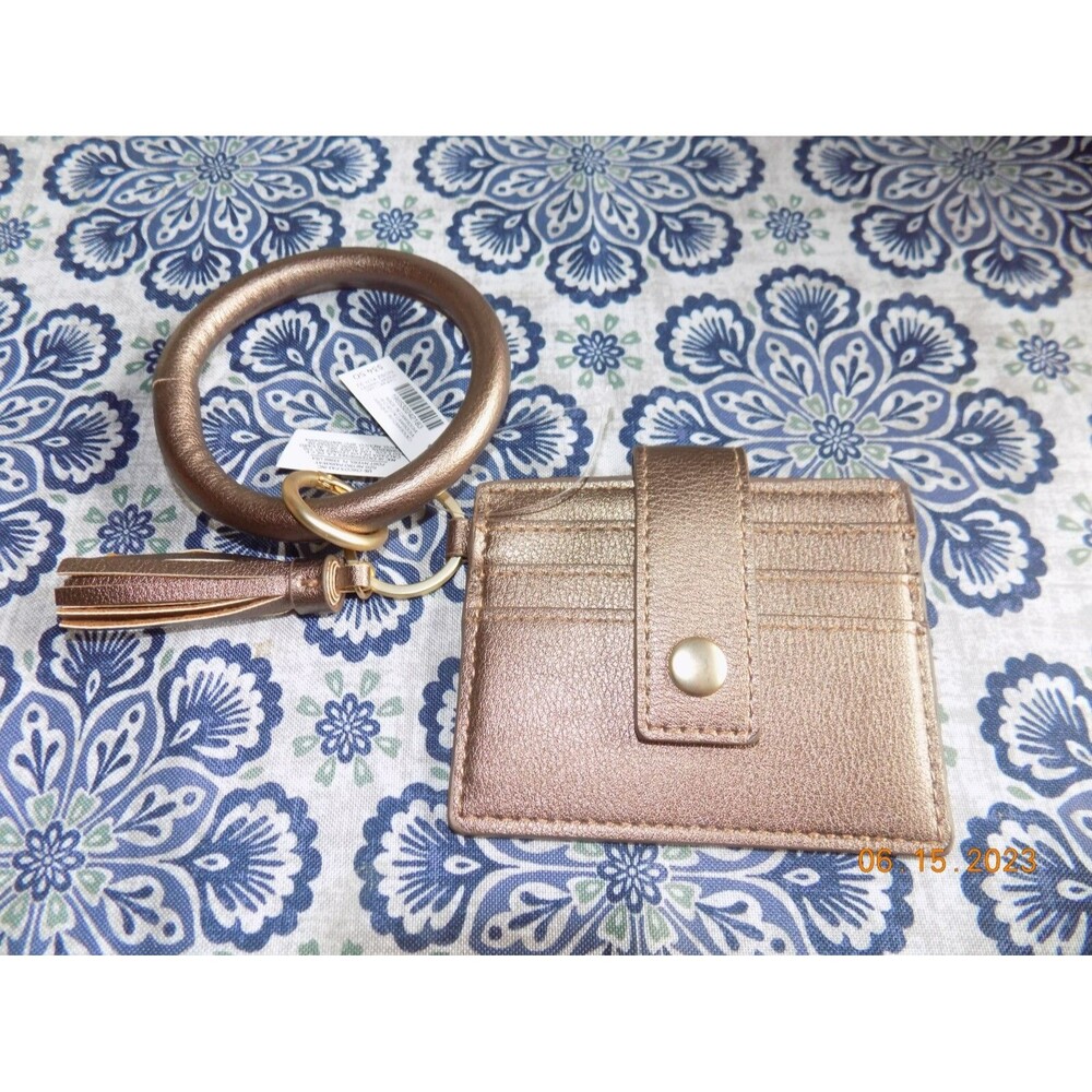 NEW Chico's Key Card Holder Wristlet Tassel Faux Leather Removable Bracelet